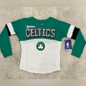 Girls Youth New Era Boston Celtics Long Sleeve Contrast Crew Neck T-Shirt (7/8)
